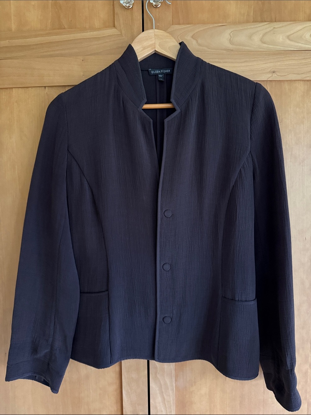 Eileen Fisher Brown Textured Collarless Jacket